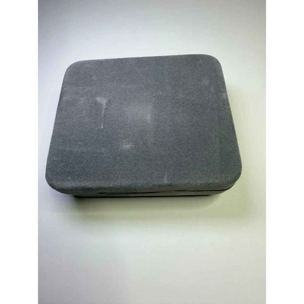 Vintage JCPenney Grey Velvet Jewelry Box Presentation Gift Case Satin Lined
